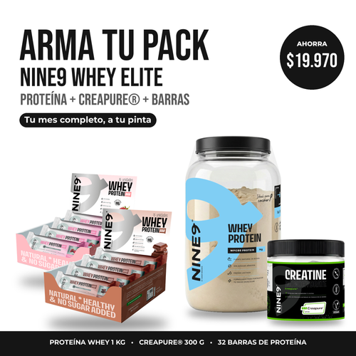 ARMA TU PACK NINE9 WHEY ELITE Proteína + Creapure + Barras